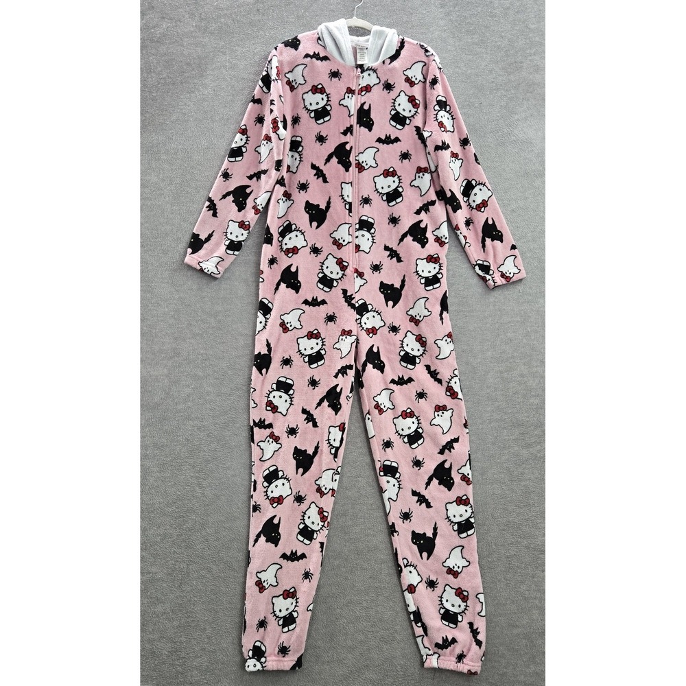 Hello Kitty Women Sleepwear M Pink Jumpsuit Graphic Print Fleece